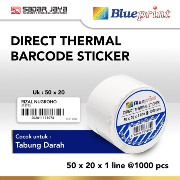 Direct Thermal Sticker Label 50 x 20 mm