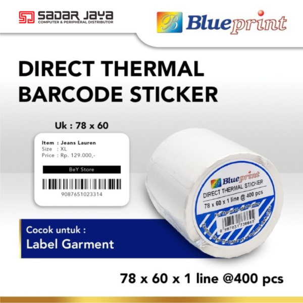 Direct Thermal Sticker Label 78 x 60mm