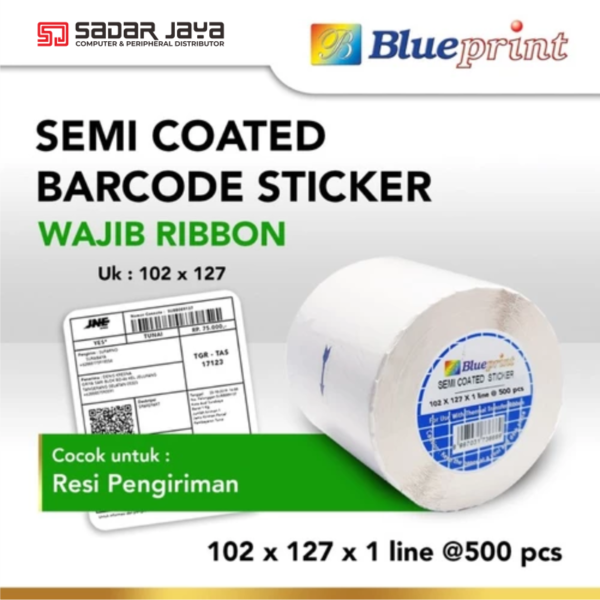 Sticker Label Barcode Blueprint 102x127x1