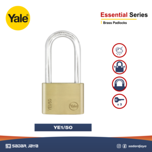 Yale Brass Padlock Long Shackle YE1/50/166/1 Gembok Kuningan Kunci Rumah