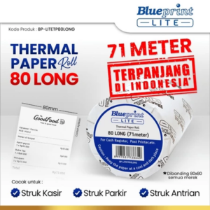 Blueprint Lite Paper Thermal 80mm LONG Kertas Struk 80x80 Nota Tiket Antrian Karcis Parkir PPOB