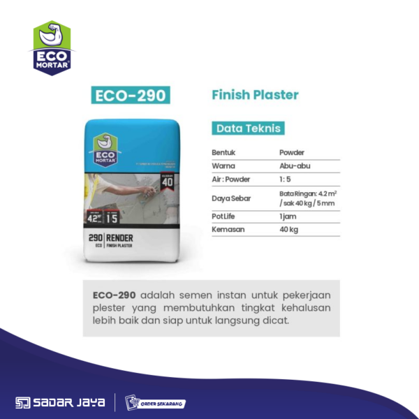Eco Mortar 290 Render Finish Plester Eco 290 Mortar Instan Semen Instan - Gambar 2